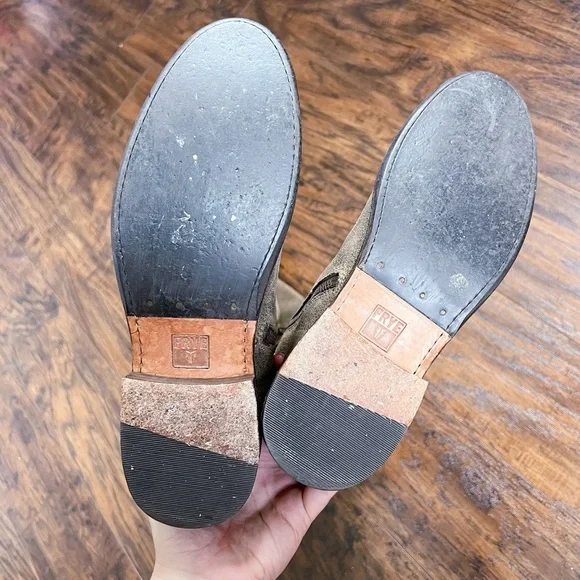 Frye • Shirley OTK Boots over the knee tall suede leather Ash Gray taupe - Picture 12 of 15